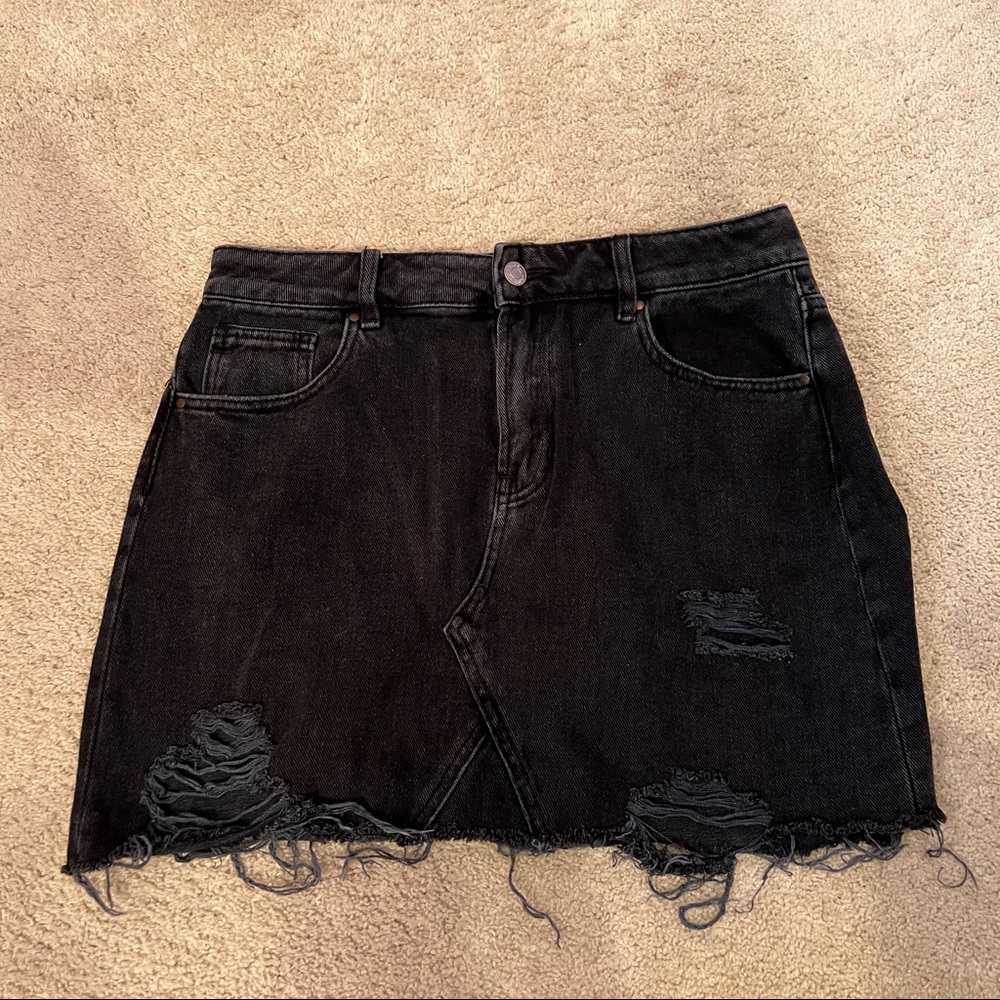 pacsun ripped denim mini skirt